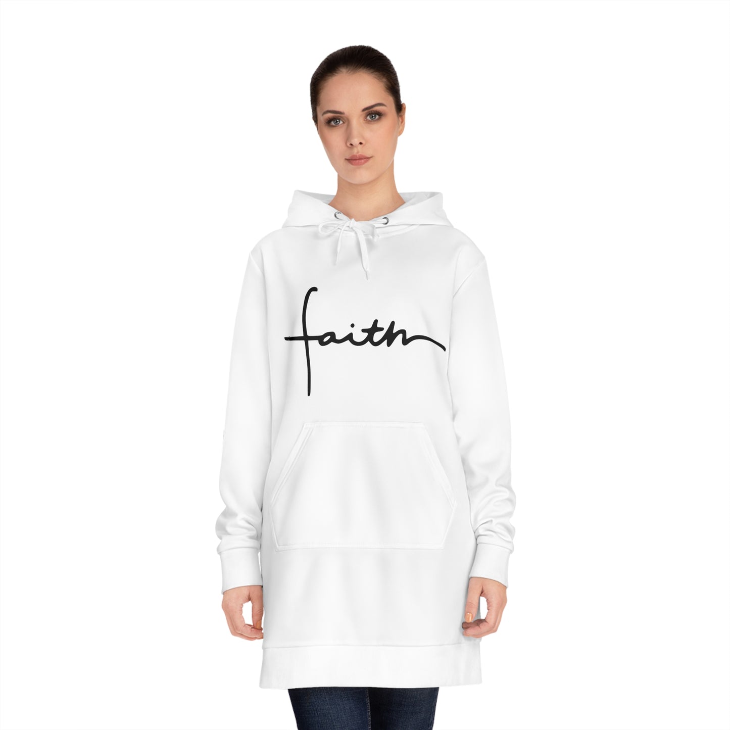 Faith Script Cross Hoodie Dress | Christian Sweatshirt Dress for Women