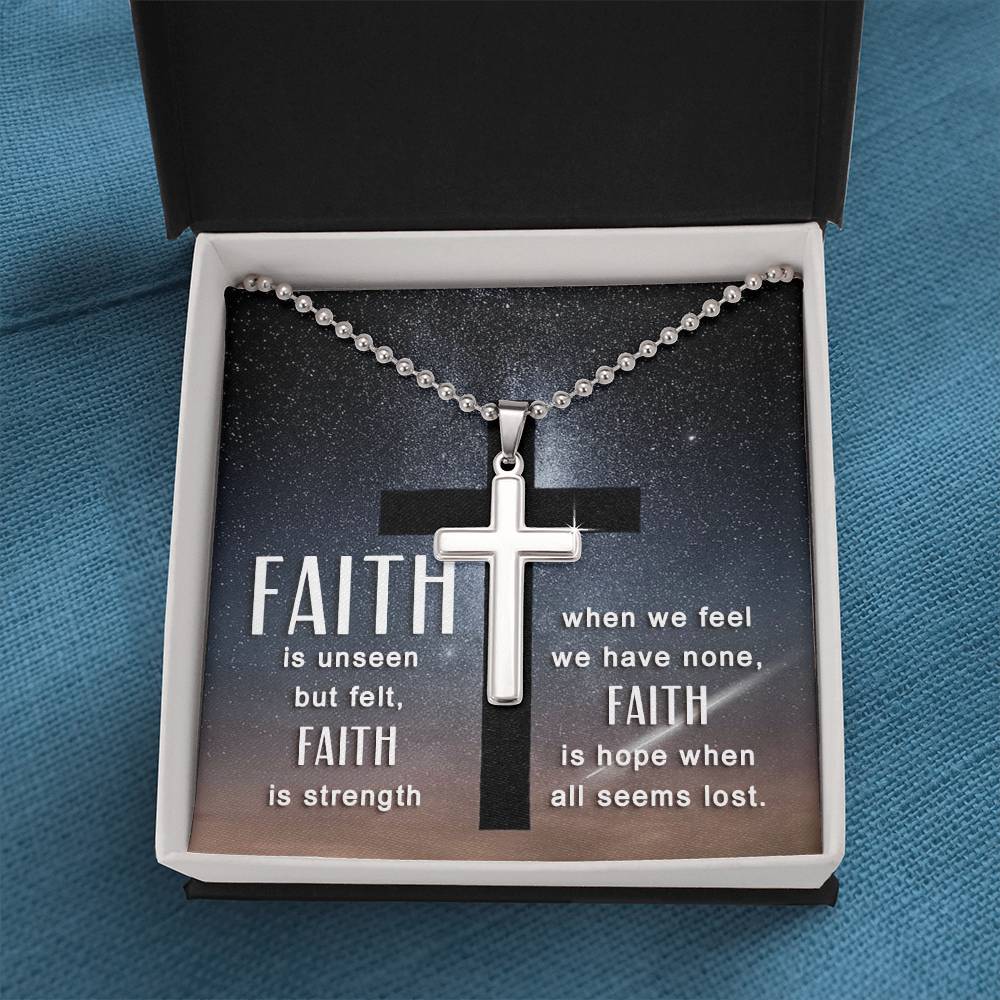 Christian Cross Necklace - Christian Jewelry - Faith is unseen but felt