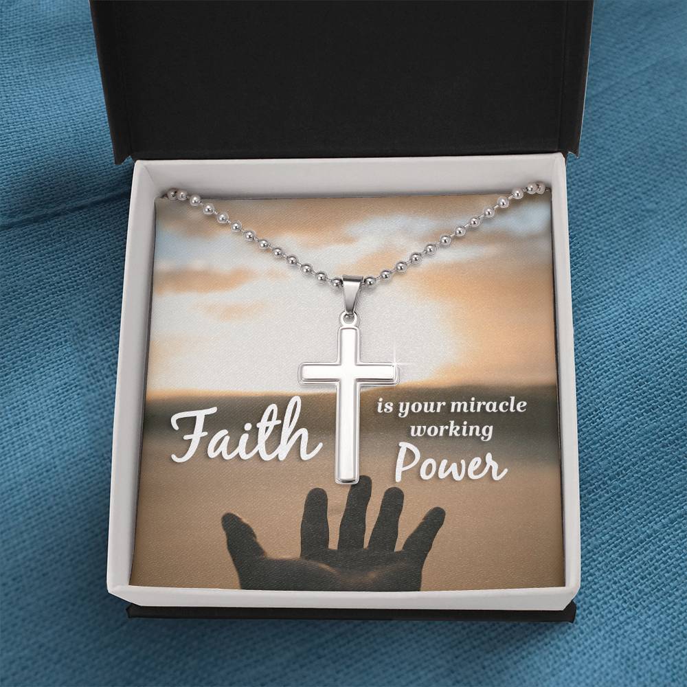 Christian Cross Necklace - Christian Jewelry - Faith is your miracle