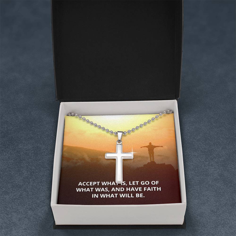 Christian Cross Necklace - Christian Jewelry - Accept what is, Have Faith