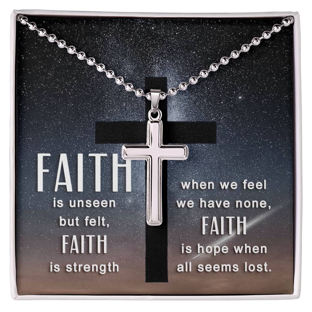 Christian Cross Necklace - Christian Jewelry - Faith is unseen but felt
