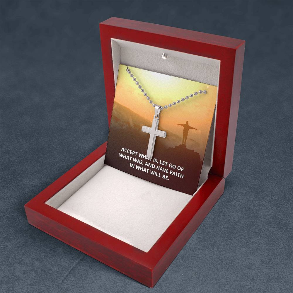 Christian Cross Necklace - Christian Jewelry - Accept what is, Have Faith