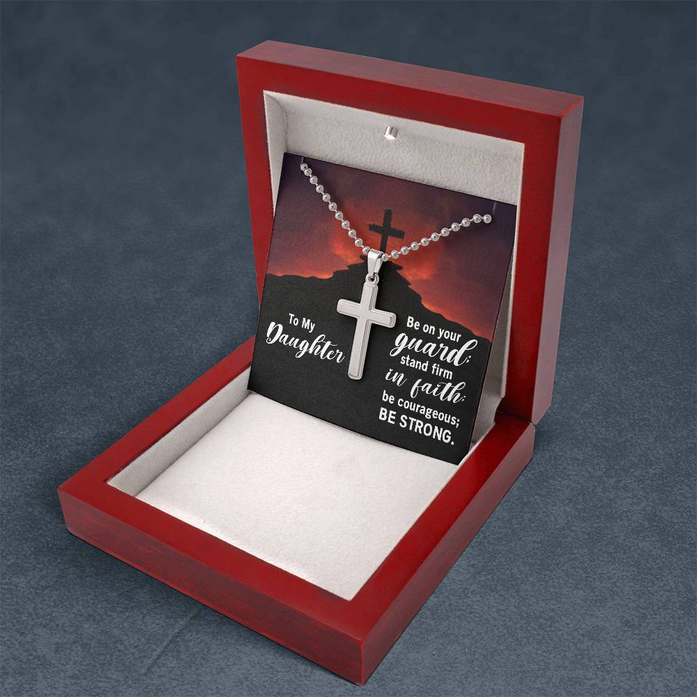 Christian Cross Necklace - Christian Jewelry - To my daughter - Stand firm in faith