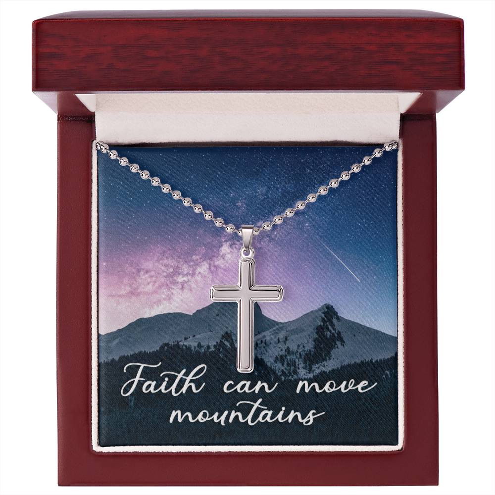 Christian Cross Necklace - Christian Jewelry - Faith Can Move Mountains
