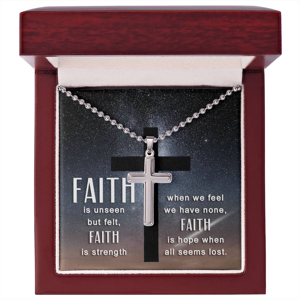 Christian Cross Necklace - Christian Jewelry - Faith is unseen but felt
