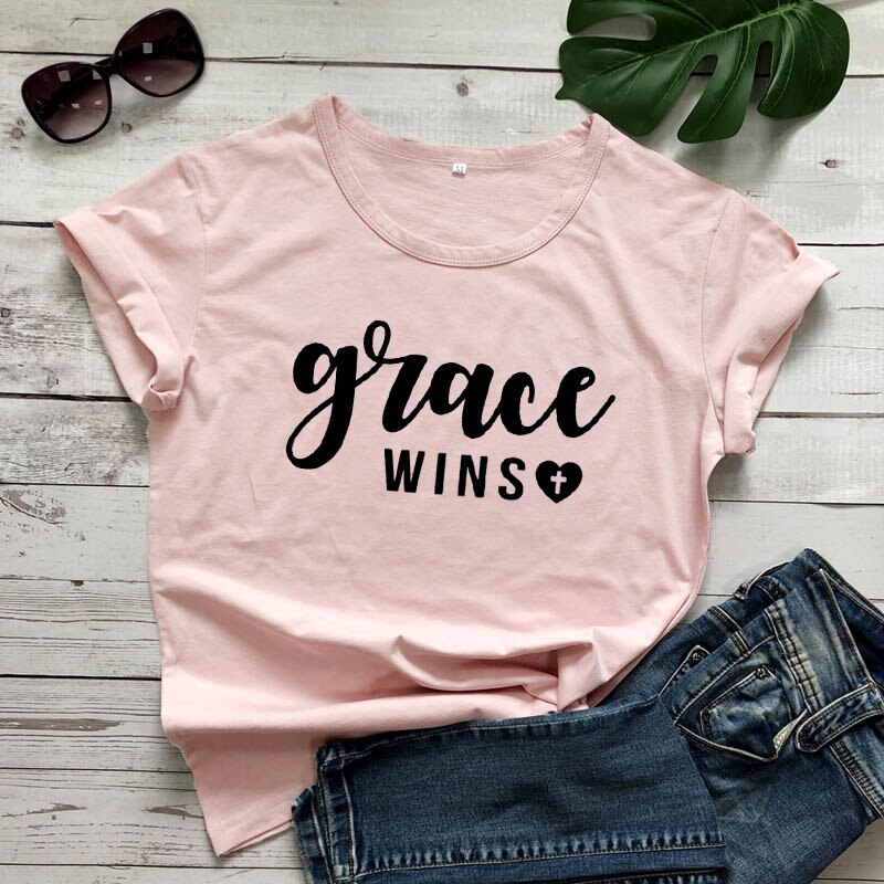 Grace Wins Heart Cross T-shirt