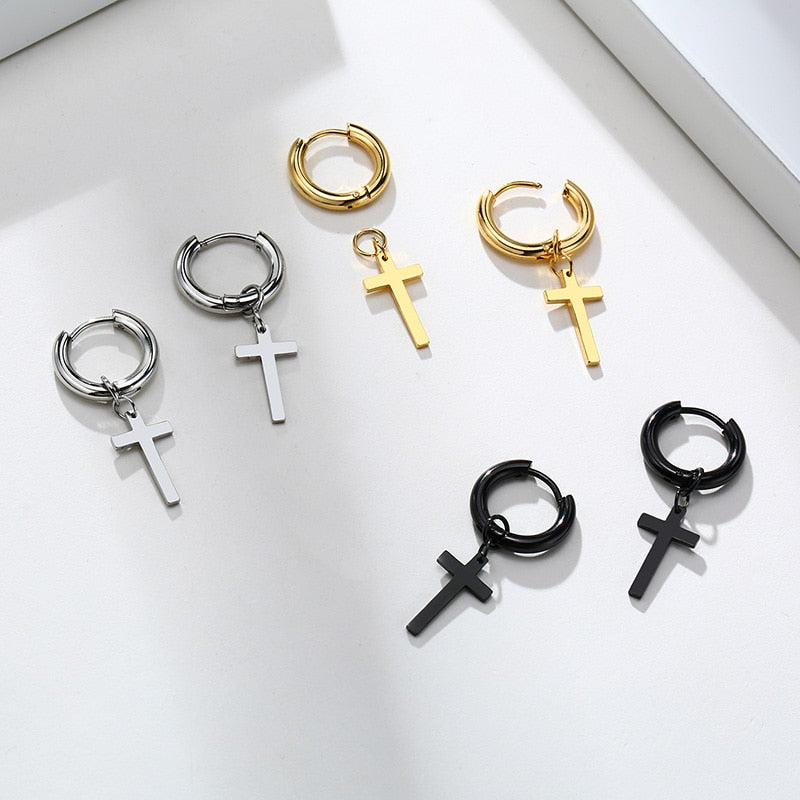 Christian Jewelry for Women I Simple Dainty Cross Dangle Earrings