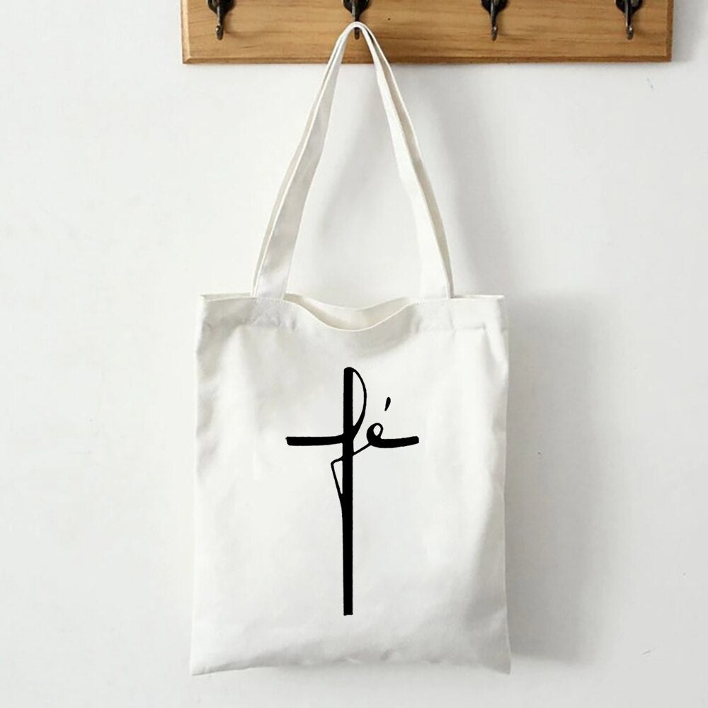 Faith Canvas Shoulder Tote Bag