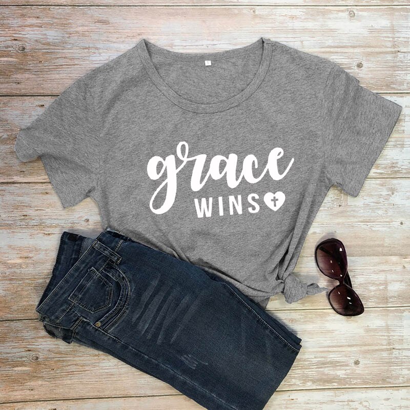 Grace Wins Heart Cross T-shirt