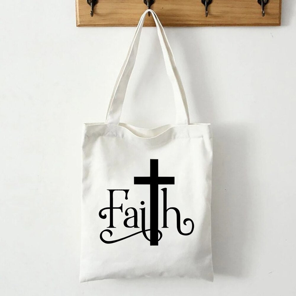 Faith Canvas Shoulder Tote Bag