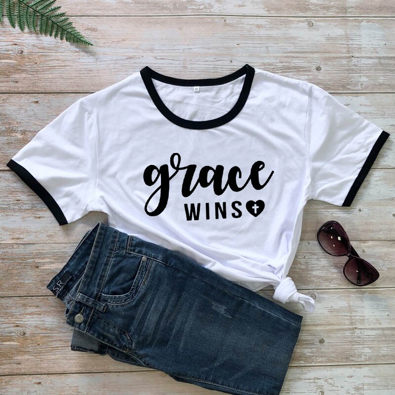 Grace Wins Heart Cross T-shirt