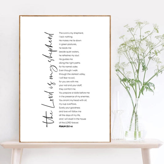 The Lord Is My Shepherd Bible Verse Canvas Wall Art