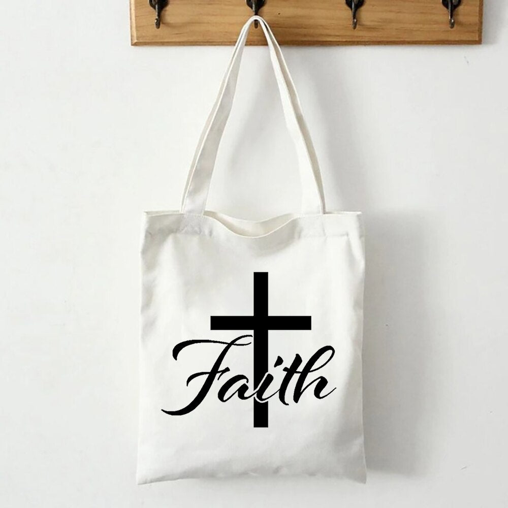 Faith Canvas Shoulder Tote Bag