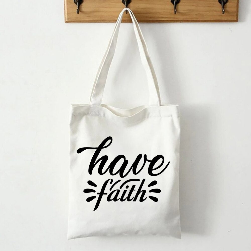 Faith Canvas Shoulder Tote Bag