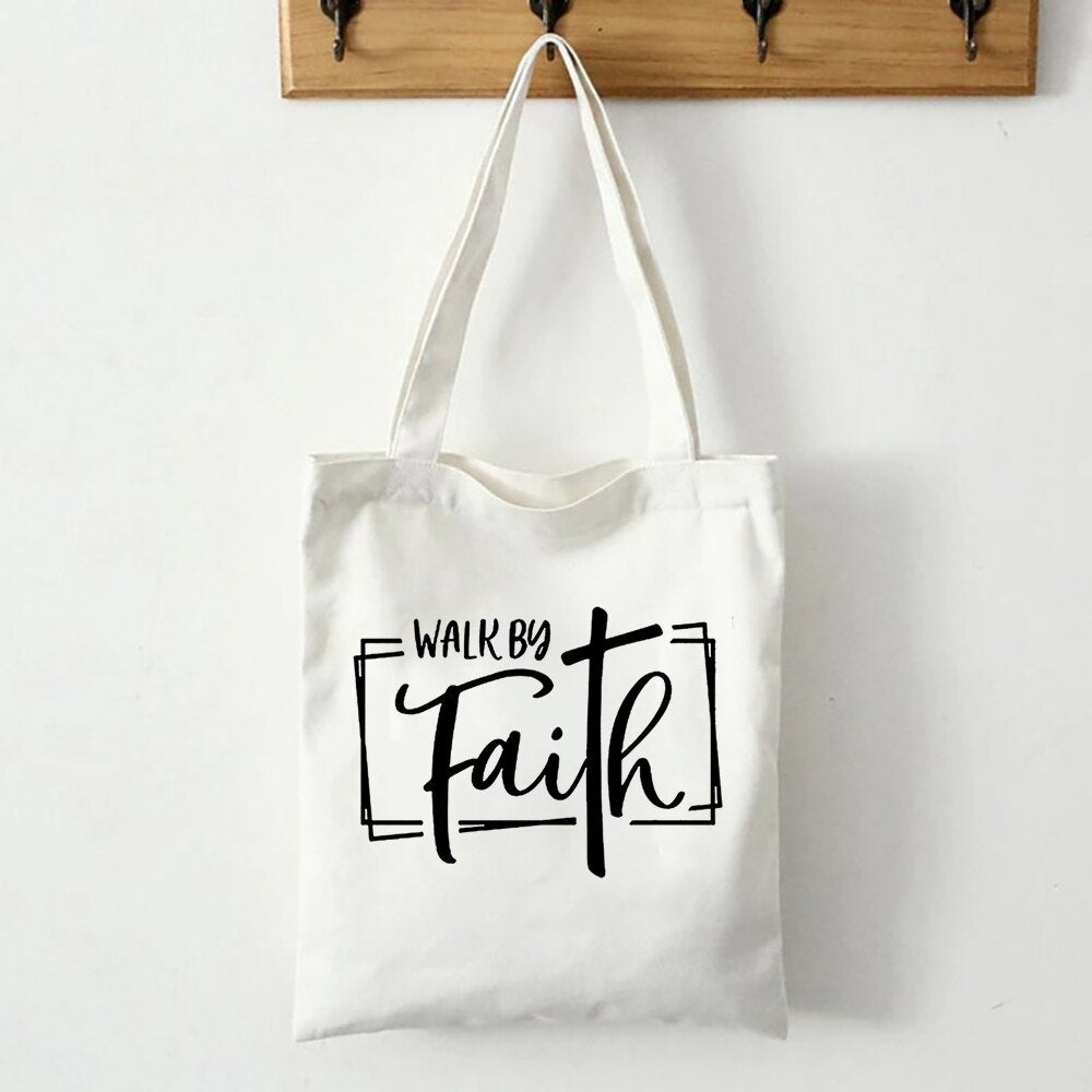 Faith Canvas Shoulder Tote Bag