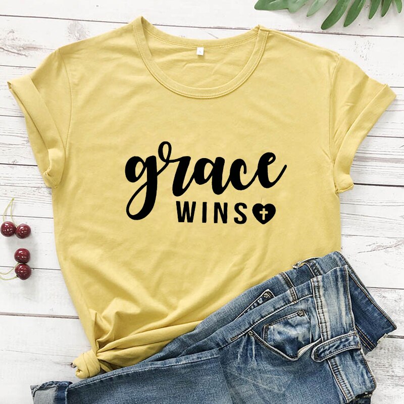 Grace Wins Heart Cross T-shirt