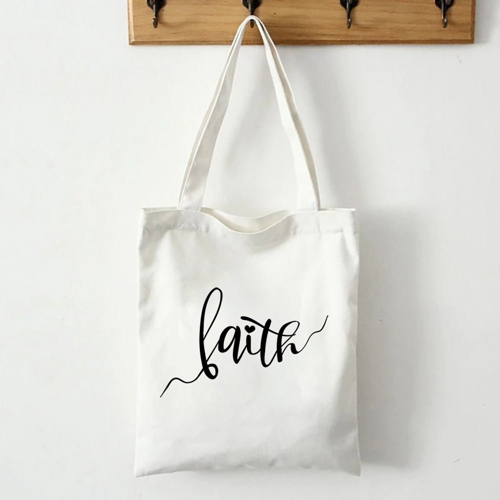 Faith Canvas Shoulder Tote Bag