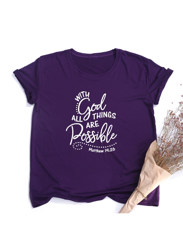 Christian T Shirts I With God All Things Are Possible I Women t shirts