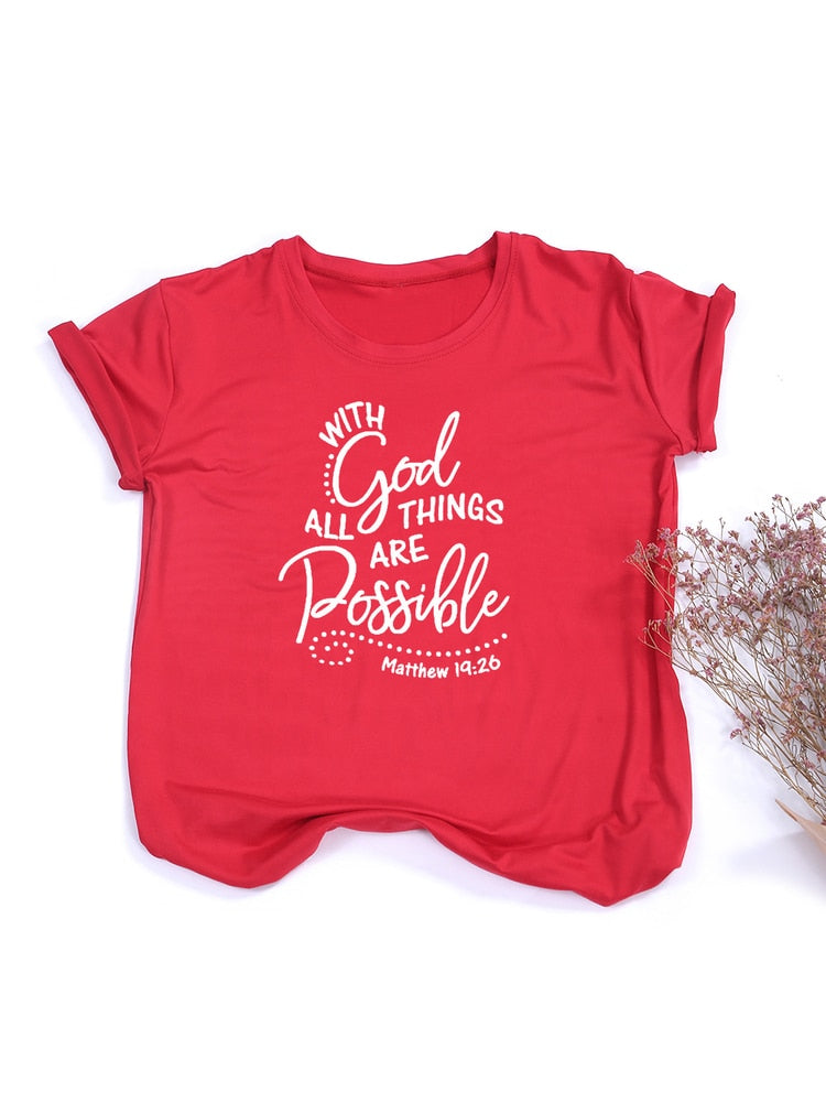 Christian T Shirts I With God All Things Are Possible I Women t shirts