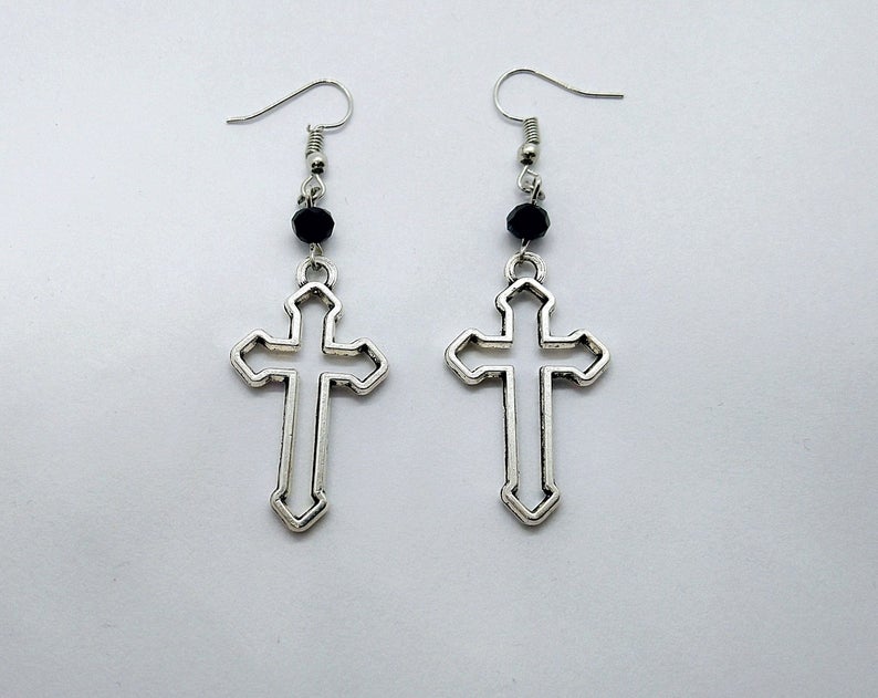 Hollow Cross Christian Faith Earring