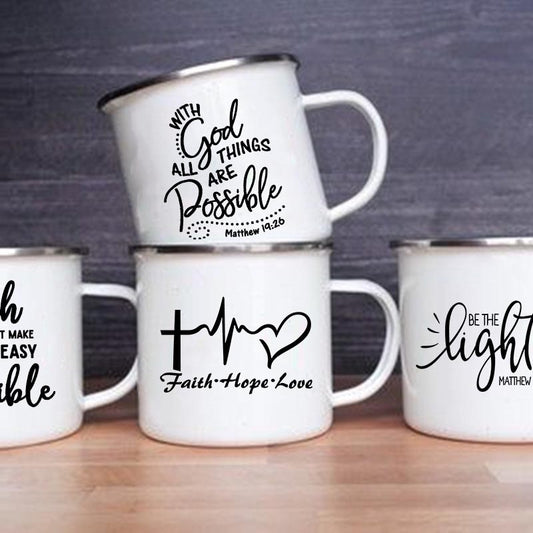 Faith Hope Love Christian Enamel Mugs
