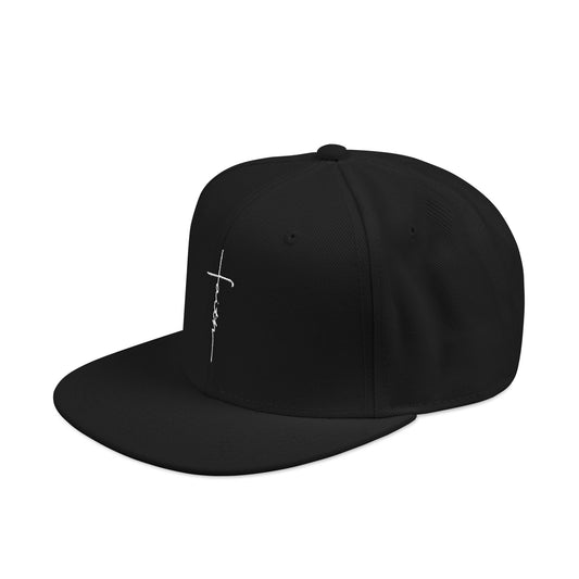 Script Cross Embroidered Snapback – Black Christian Hat