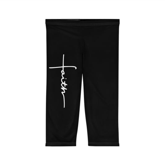 Faith Cross Capri Leggings | Christian Activewear for Women | Prayer & Devotional Apparel