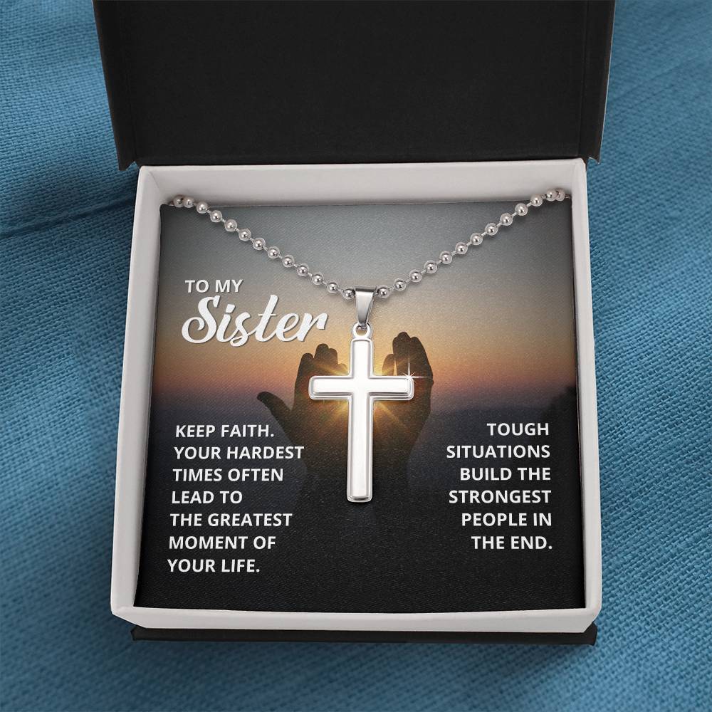 Christian Cross Necklace - Christian Jewelry - To My Sister - Faith