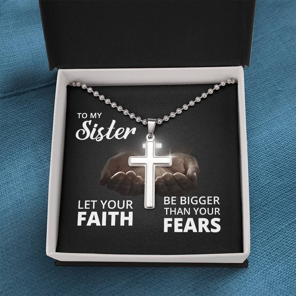 Christian Cross Necklace - Christian Jewelry - Let your faith be bigger than your fears