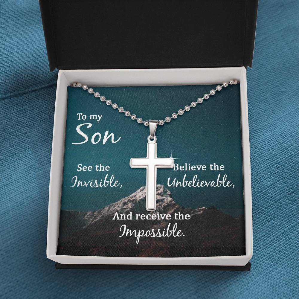 Christian Cross Necklace - Christian Jewelry - To My Son