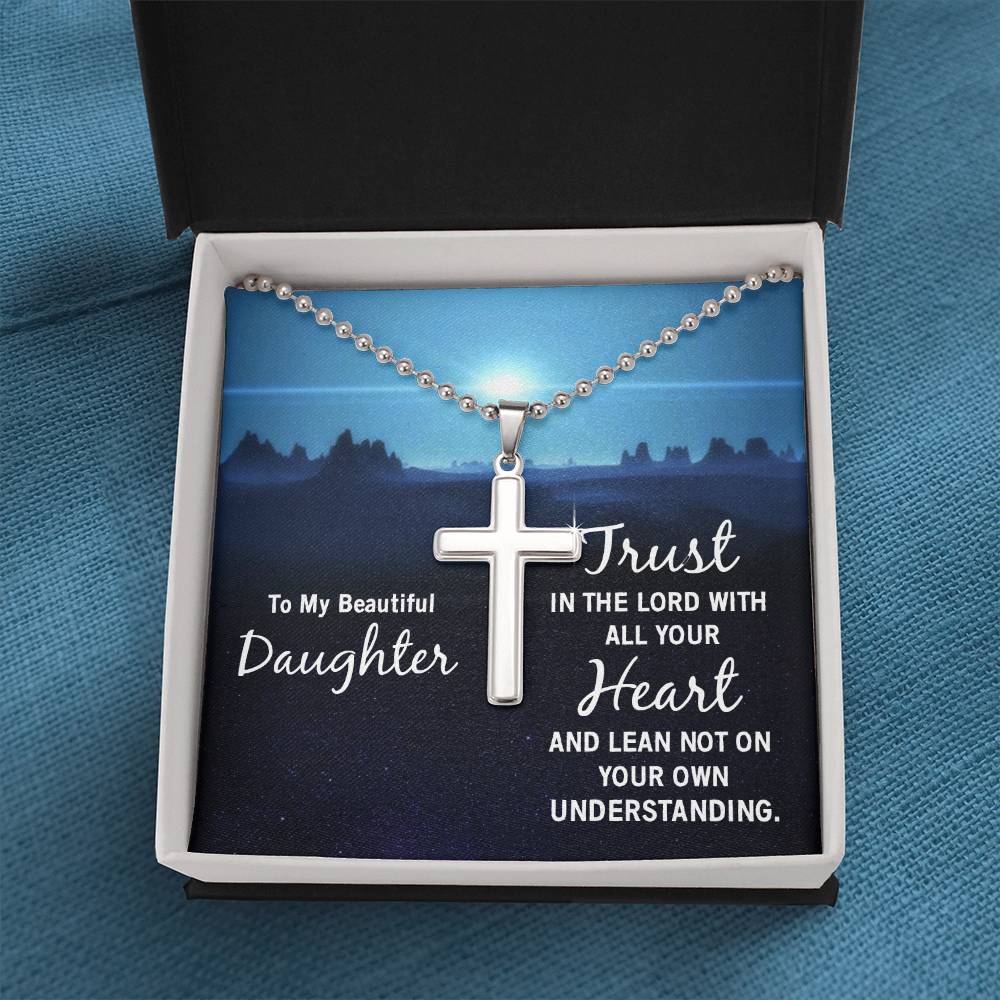 Christian Cross Necklace - Christian Jewelry - To my beautiful daughter