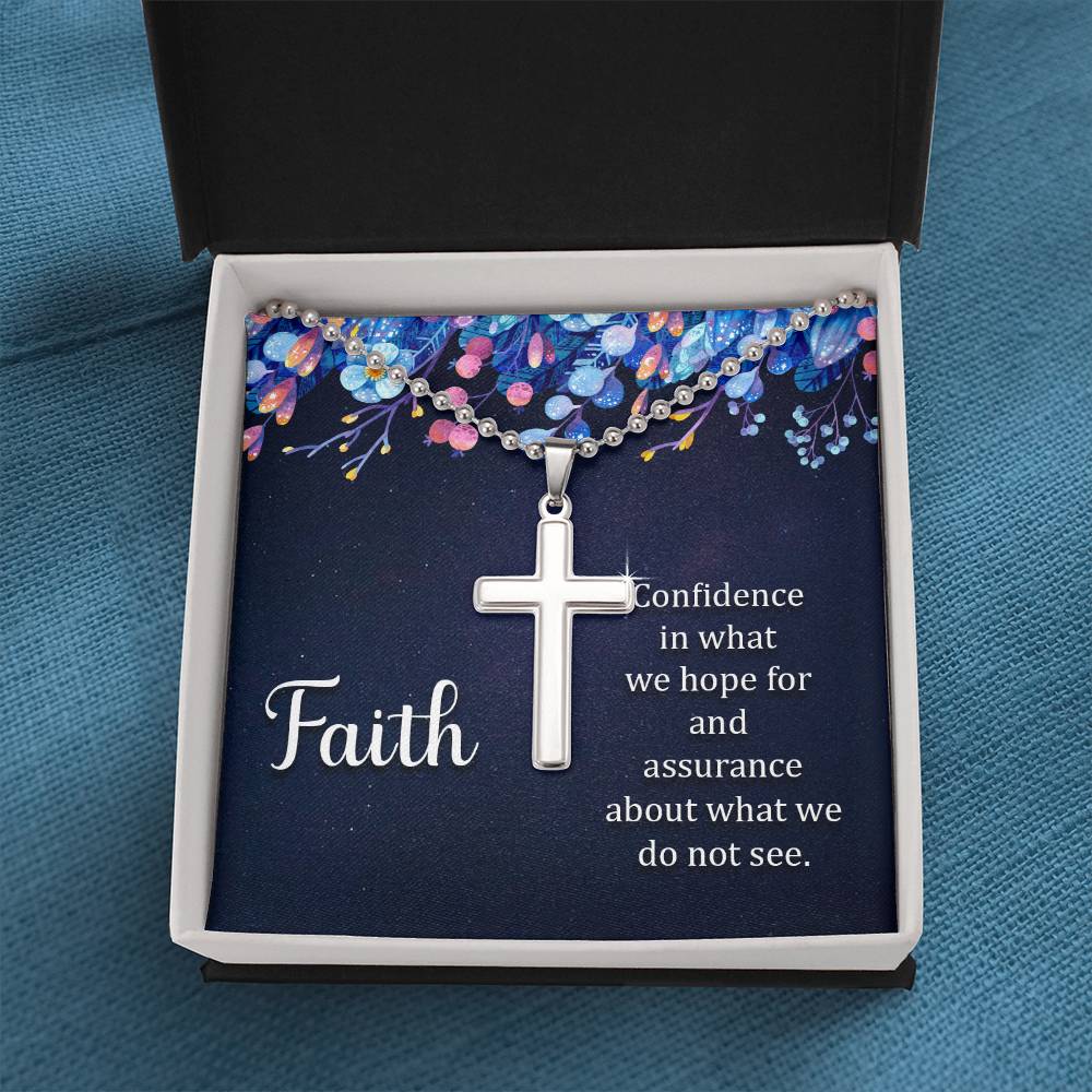 Christian Cross Necklace - Christian Jewelry - Faith is Confidence