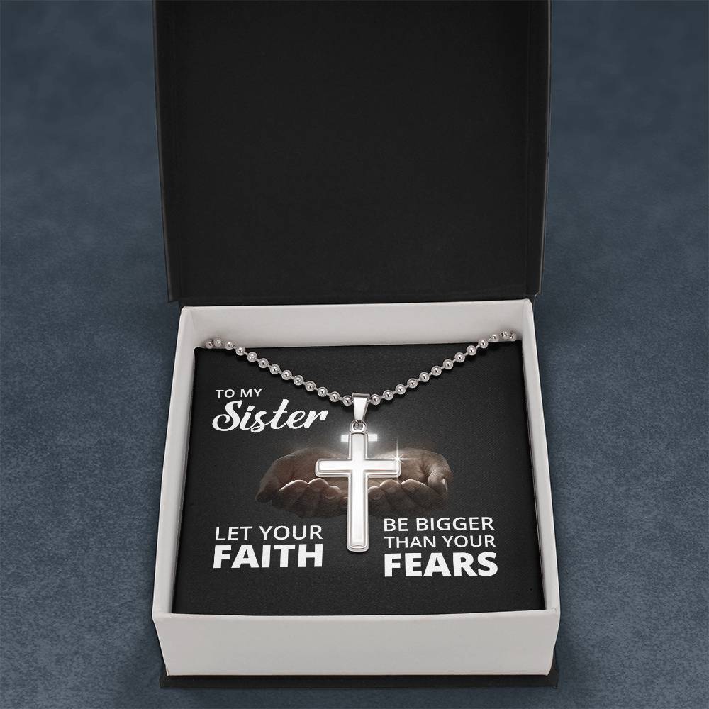Christian Cross Necklace - Christian Jewelry - Let your faith be bigger than your fears
