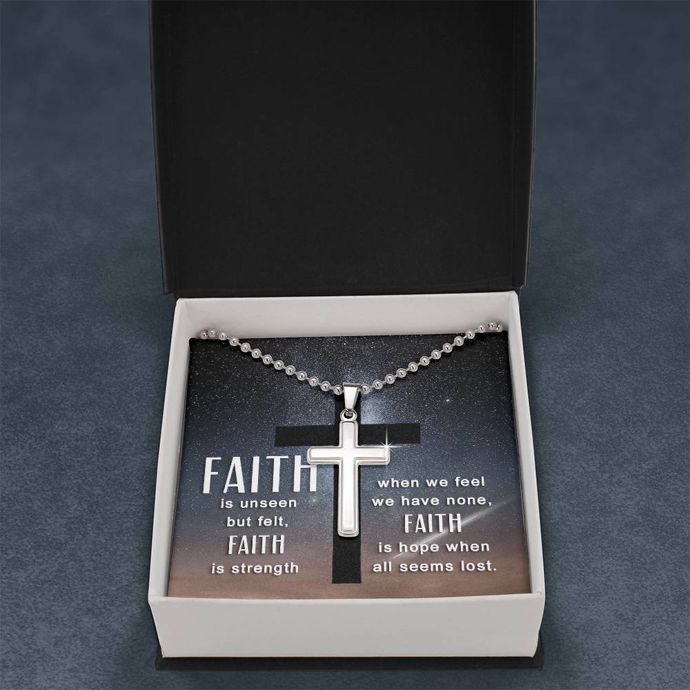 Christian Cross Necklace - Christian Jewelry - Faith is unseen but felt