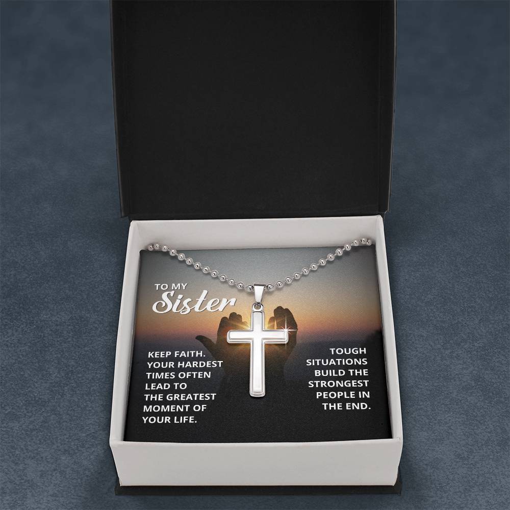 Christian Cross Necklace - Christian Jewelry - To My Sister - Faith