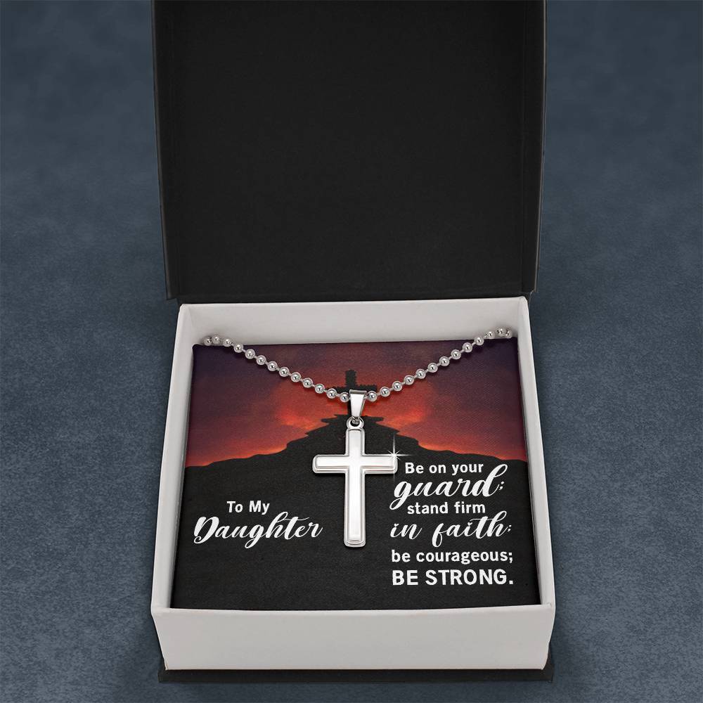 Christian Cross Necklace - Christian Jewelry - To my daughter - Stand firm in faith