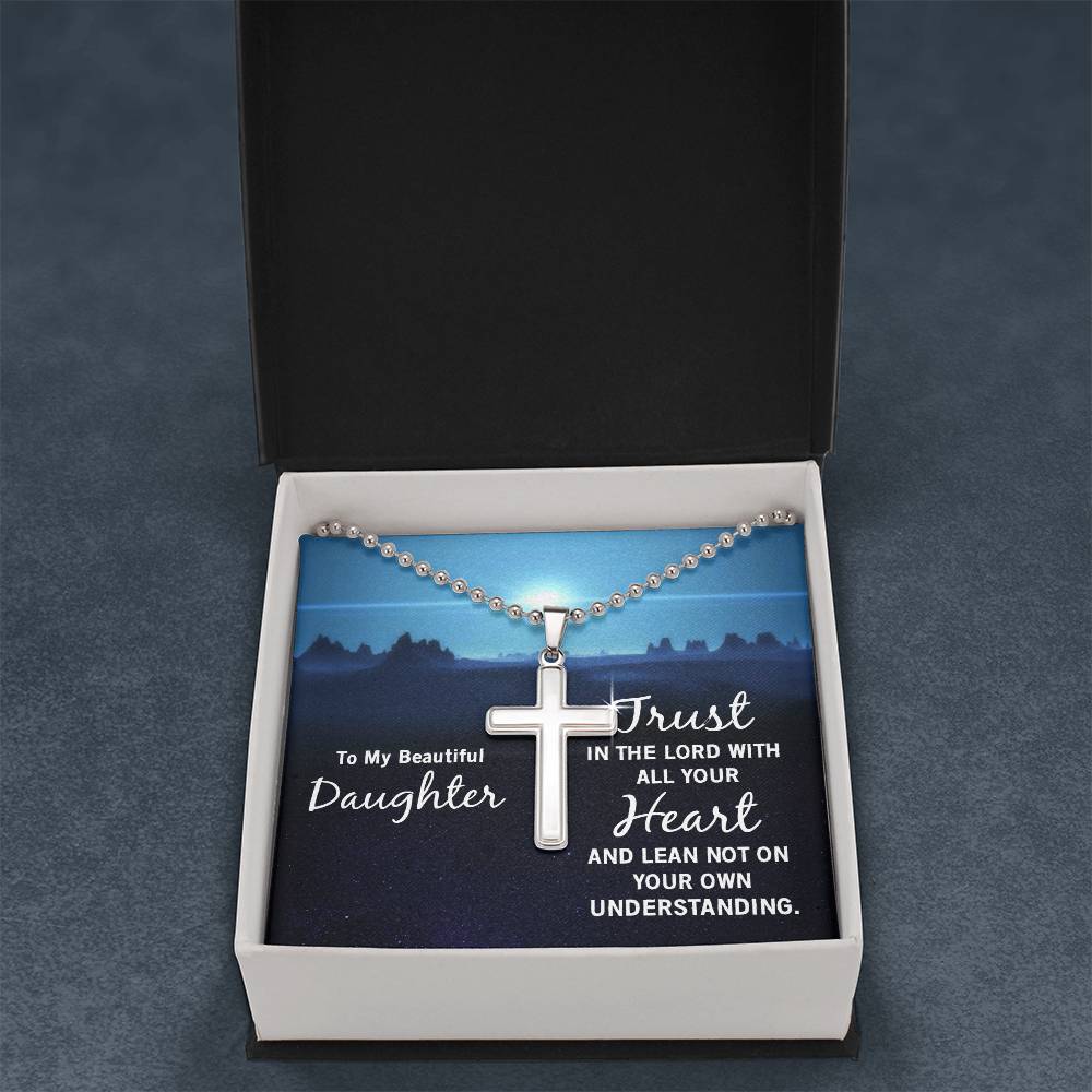Christian Cross Necklace - Christian Jewelry - To my beautiful daughter