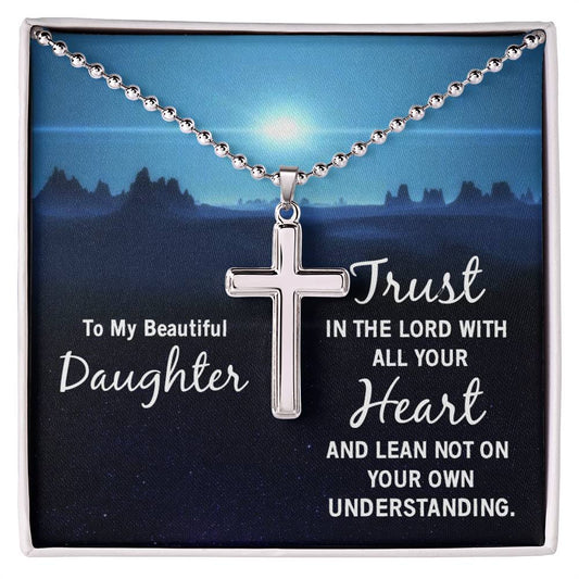 Christian Cross Necklace - Christian Jewelry - To my beautiful daughter