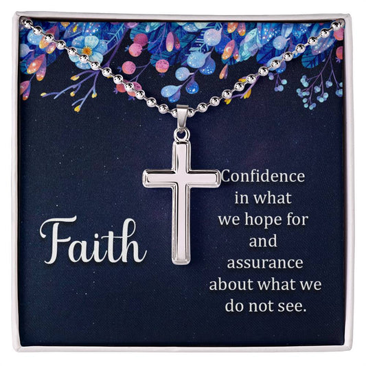 Christian Cross Necklace - Christian Jewelry - Faith is Confidence