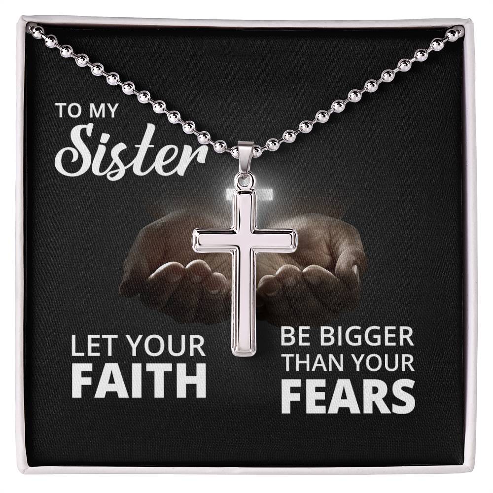 Christian Cross Necklace - Christian Jewelry - Let your faith be bigger than your fears