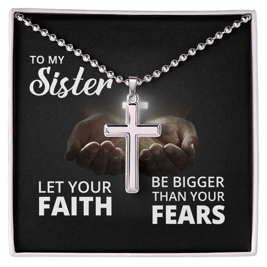 Christian Cross Necklace - Christian Jewelry - Let your faith be bigger than your fears