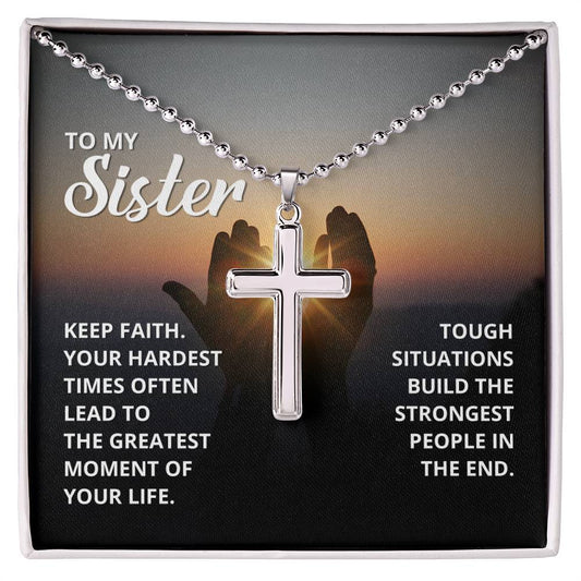 Christian Cross Necklace - Christian Jewelry - To My Sister - Faith