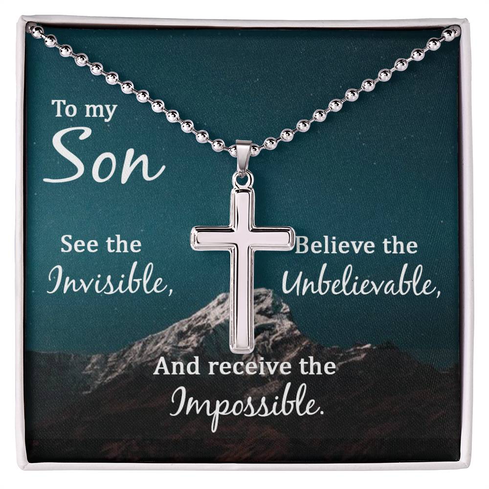 Christian Cross Necklace - Christian Jewelry - To My Son