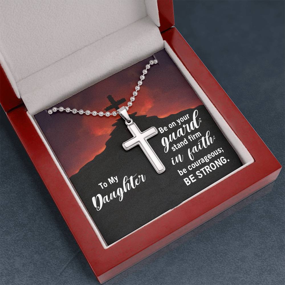 Christian Cross Necklace - Christian Jewelry - To my daughter - Stand firm in faith