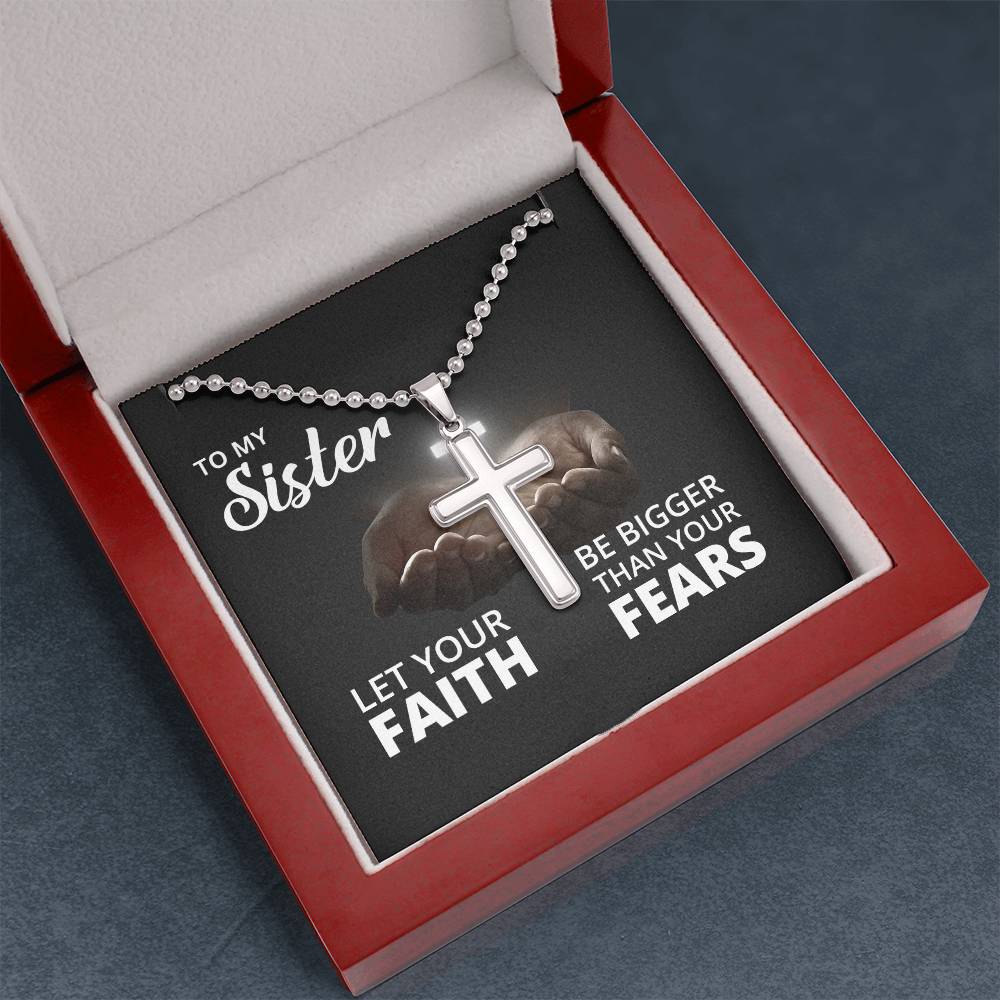 Christian Cross Necklace - Christian Jewelry - Let your faith be bigger than your fears