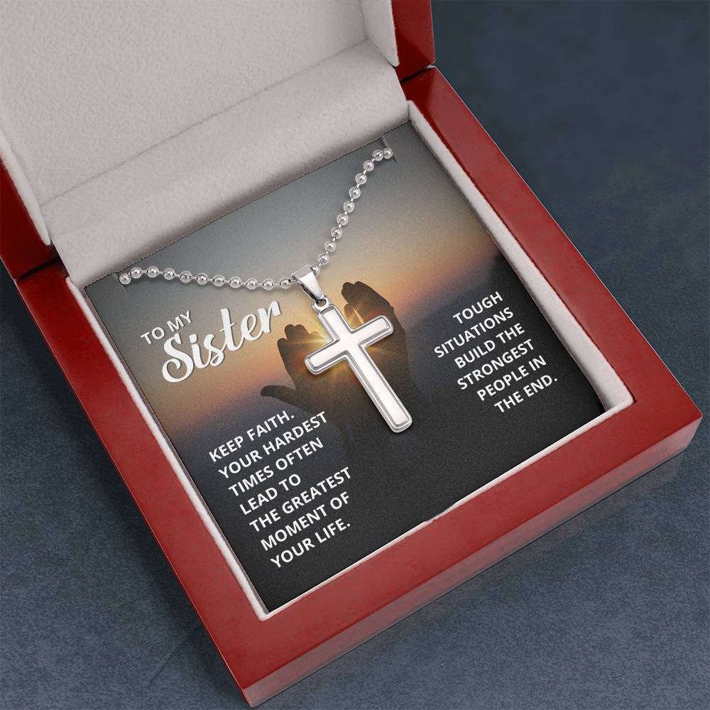 Christian Cross Necklace - Christian Jewelry - To My Sister - Faith