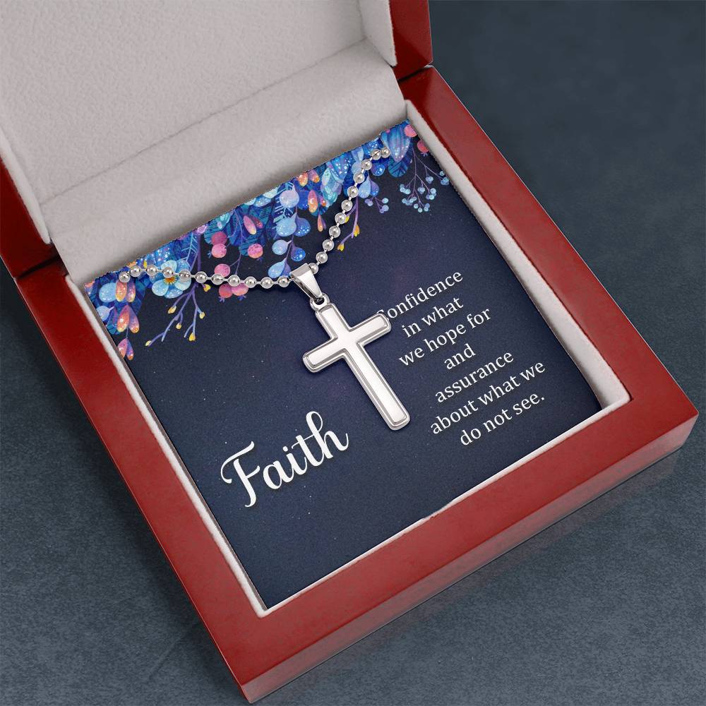 Christian Cross Necklace - Christian Jewelry - Faith is Confidence