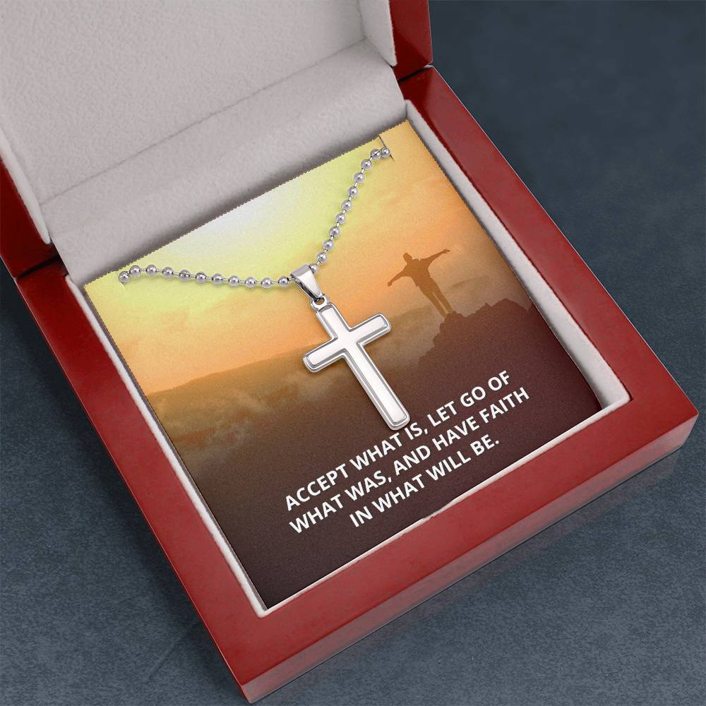 Christian Cross Necklace - Christian Jewelry - Accept what is, Have Faith