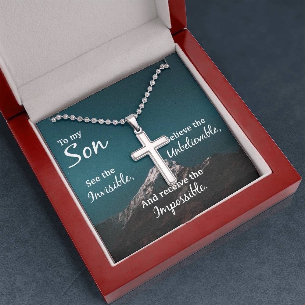 Christian Cross Necklace - Christian Jewelry - To My Son