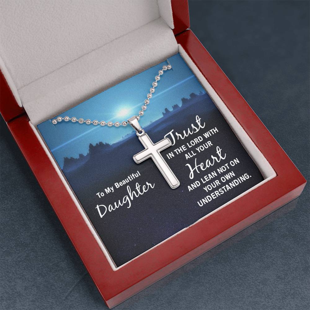 Christian Cross Necklace - Christian Jewelry - To my beautiful daughter